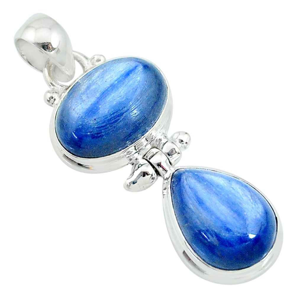 13.09cts natural blue kyanite oval 925 sterling silver pendant jewelry t10651