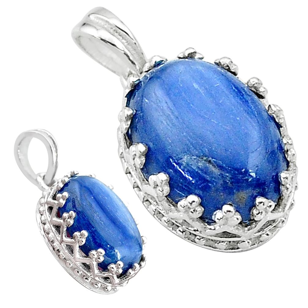6.26cts natural blue kyanite oval 925 sterling silver pendant jewelry t20530