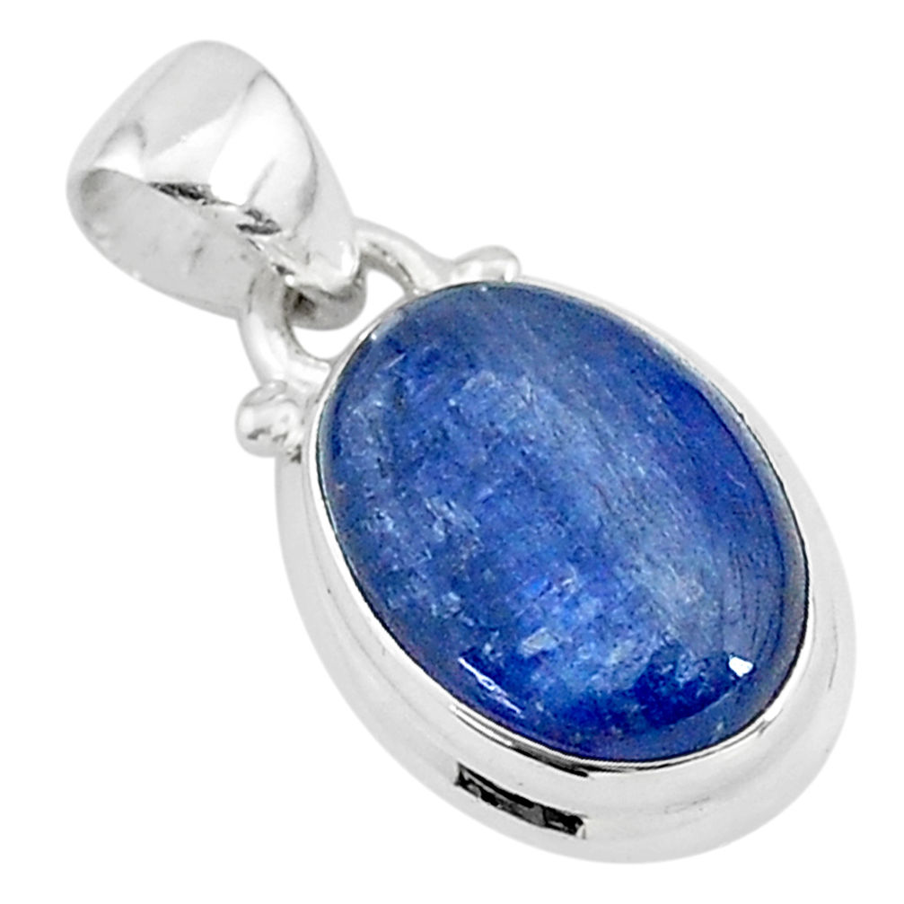 6.26cts natural blue kyanite oval 925 sterling silver handmade pendant t2155