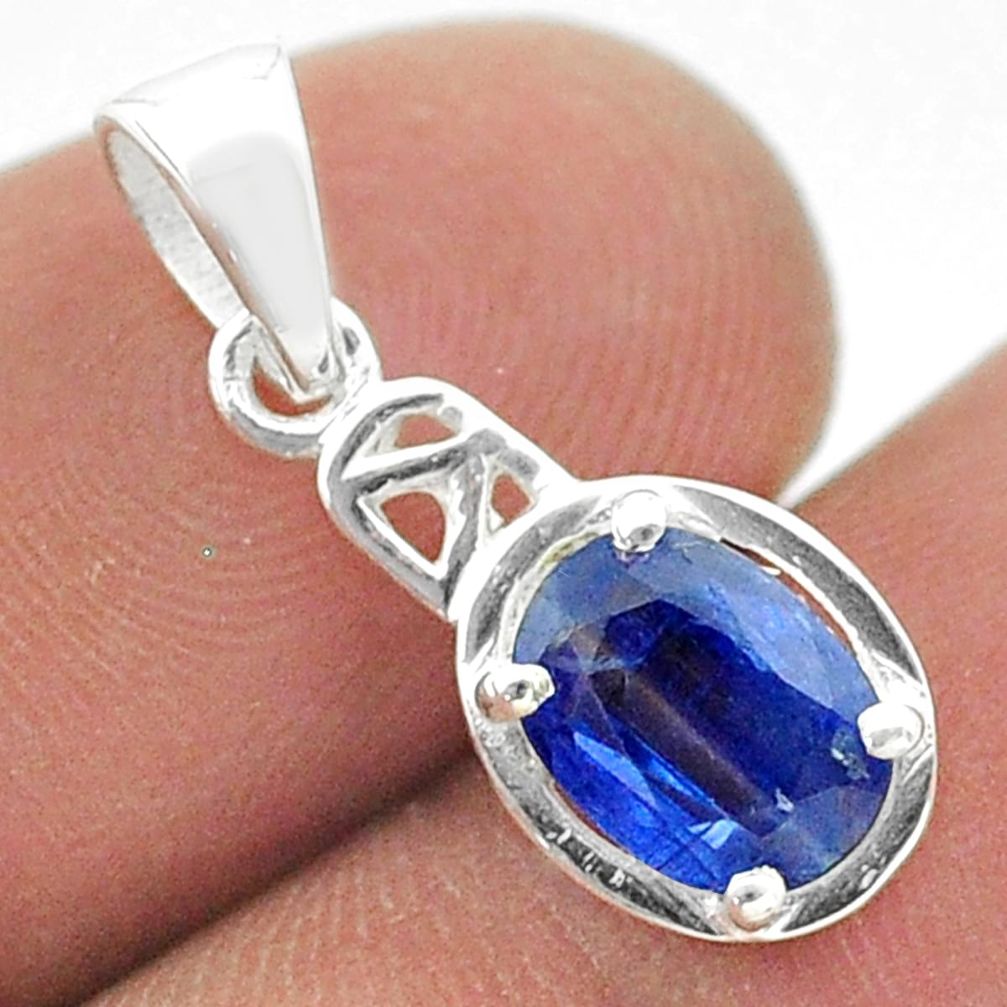 2.07cts natural blue kyanite oval 925 sterling silver pendant jewelry t51422