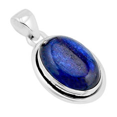 12.42cts natural blue kyanite oval 925 sterling silver pendant jewelry y66980