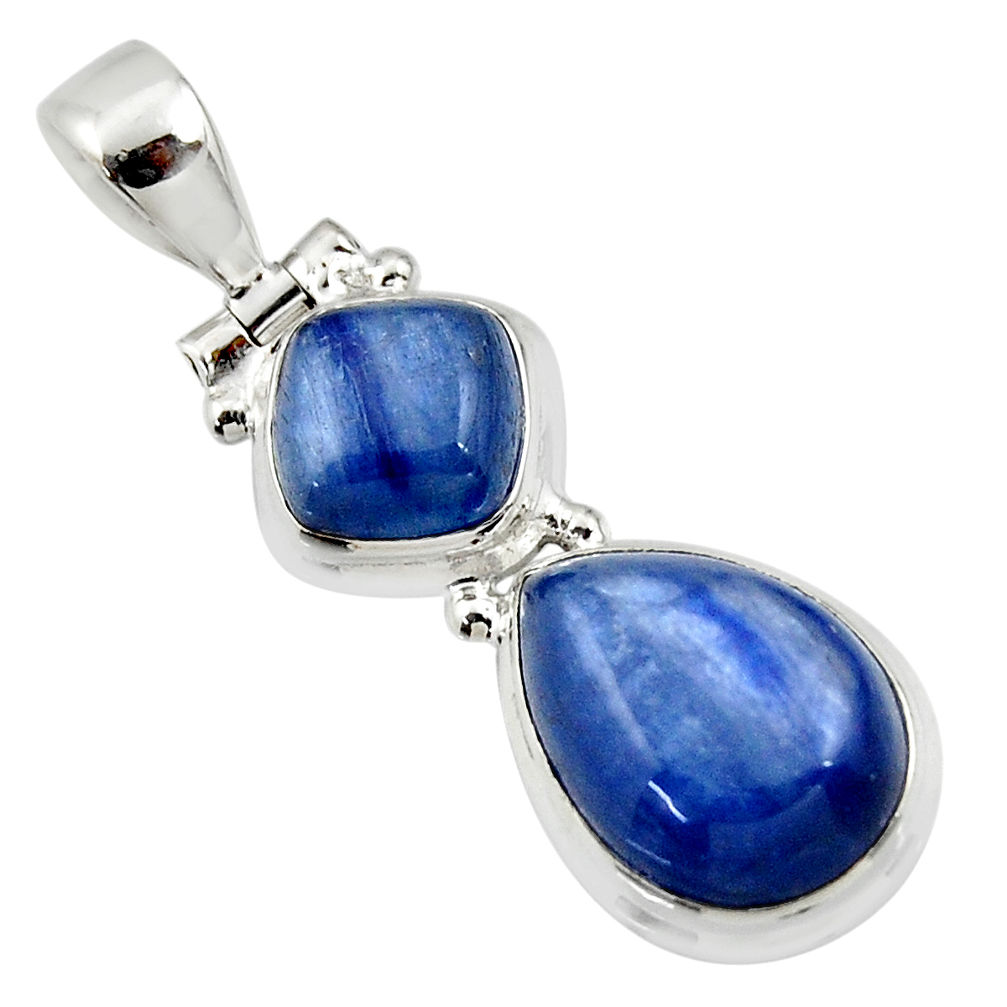 9.58cts natural blue kyanite pear 925 sterling silver pendant jewelry r46865