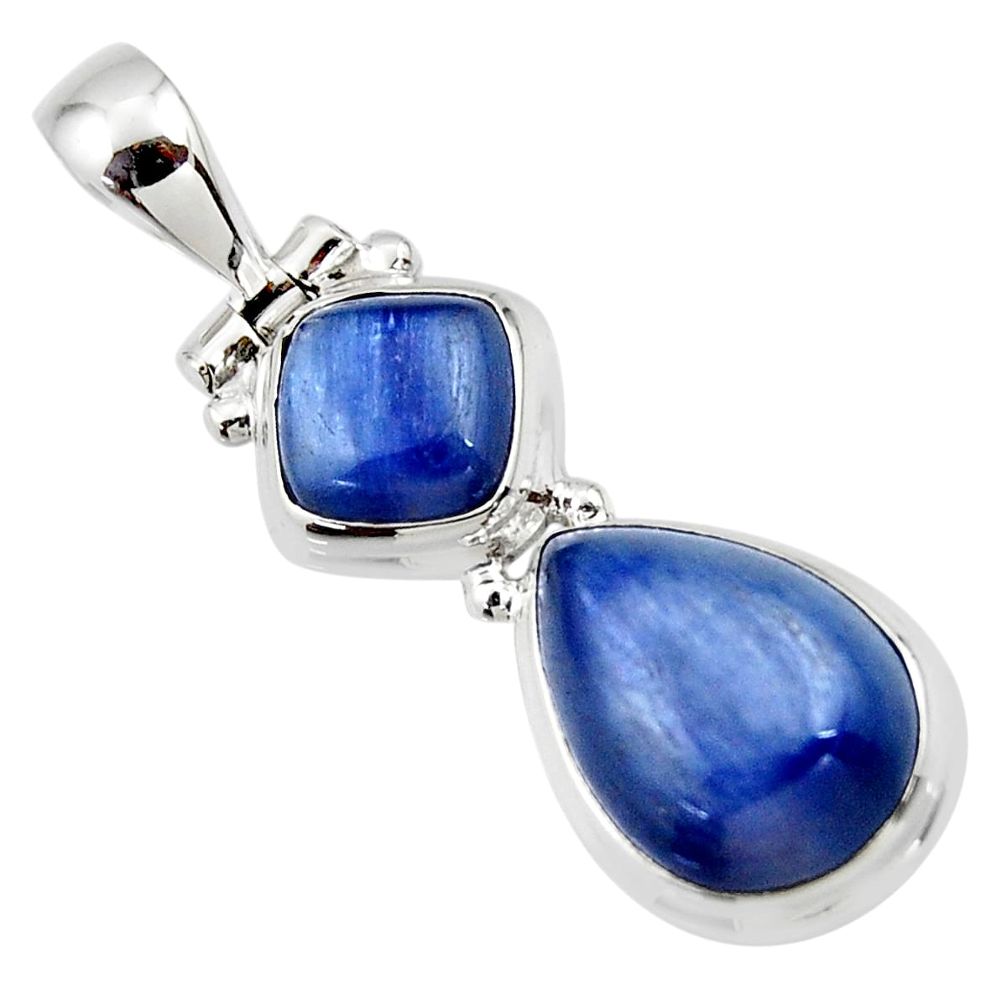 9.23cts natural blue kyanite pear 925 sterling silver pendant jewelry r46876