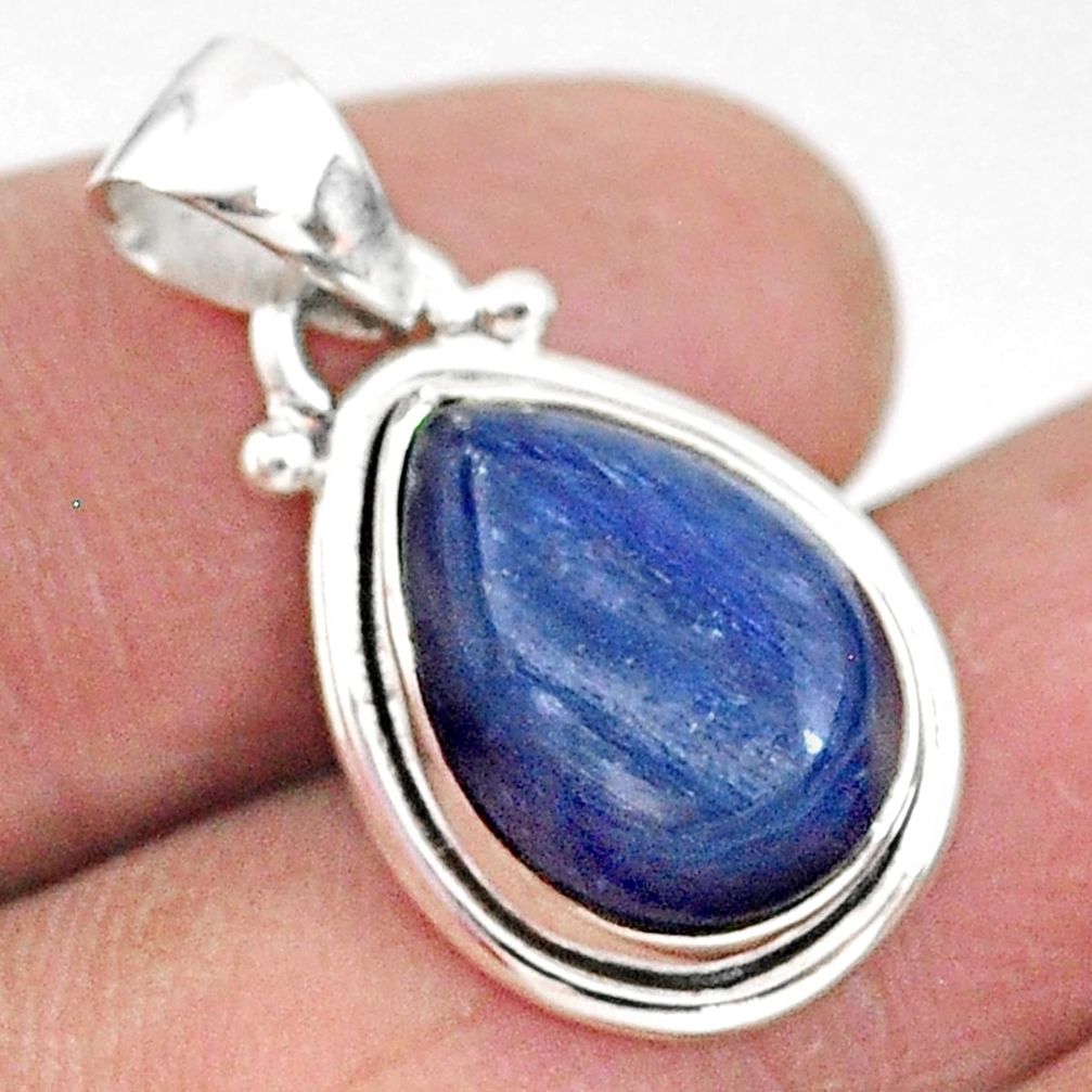 6.52cts natural blue kyanite pear 925 sterling silver pendant jewelry t2614