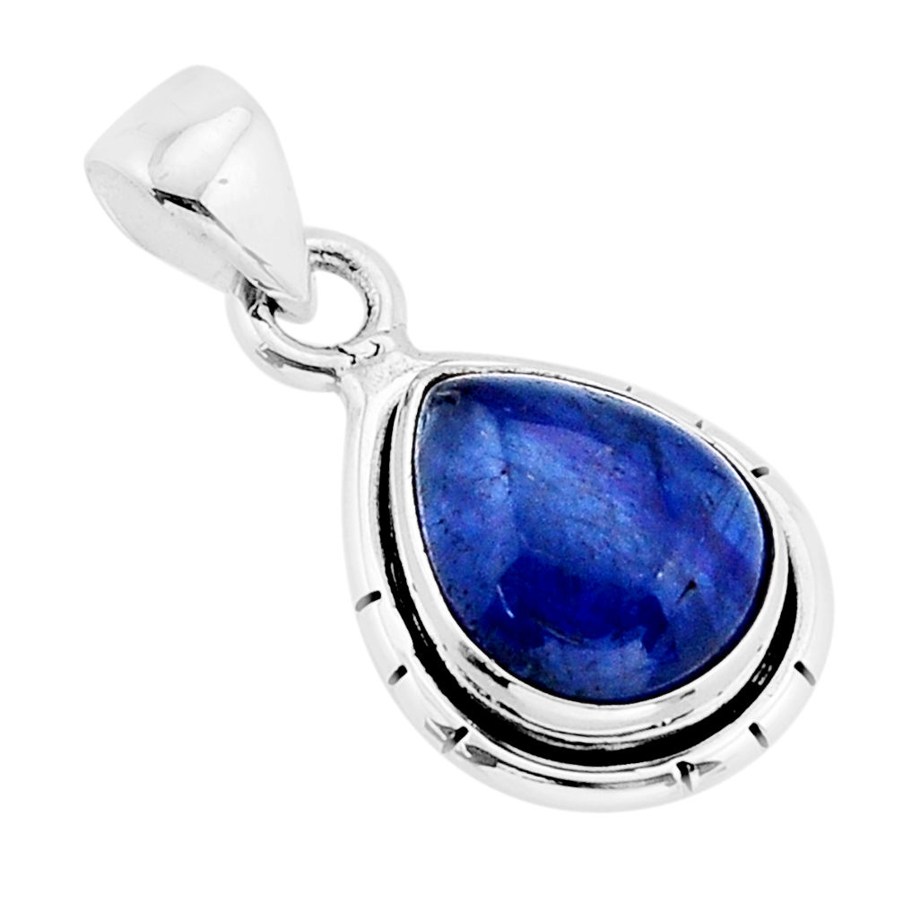 5.07cts natural blue kyanite pear 925 sterling silver pendant jewelry y64728