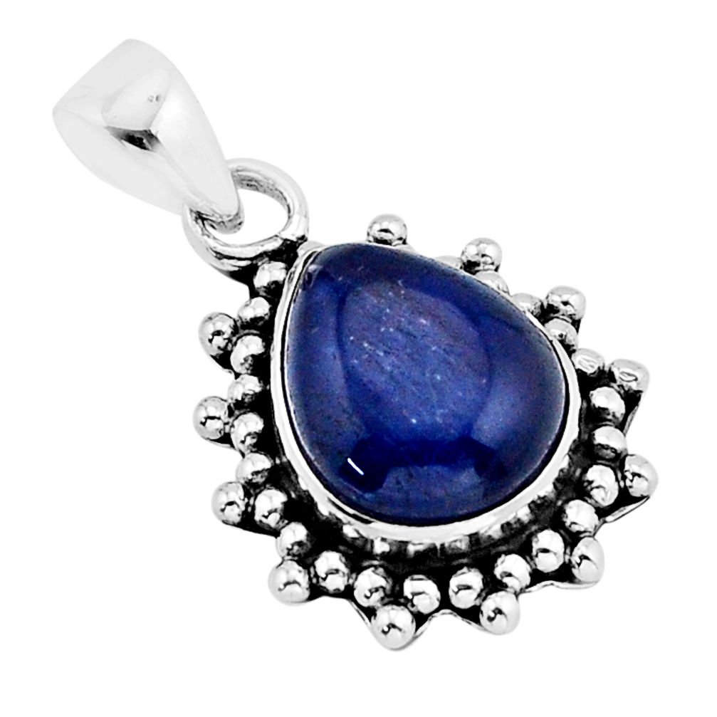 4.90cts natural blue kyanite pear 925 sterling silver pendant jewelry y64731