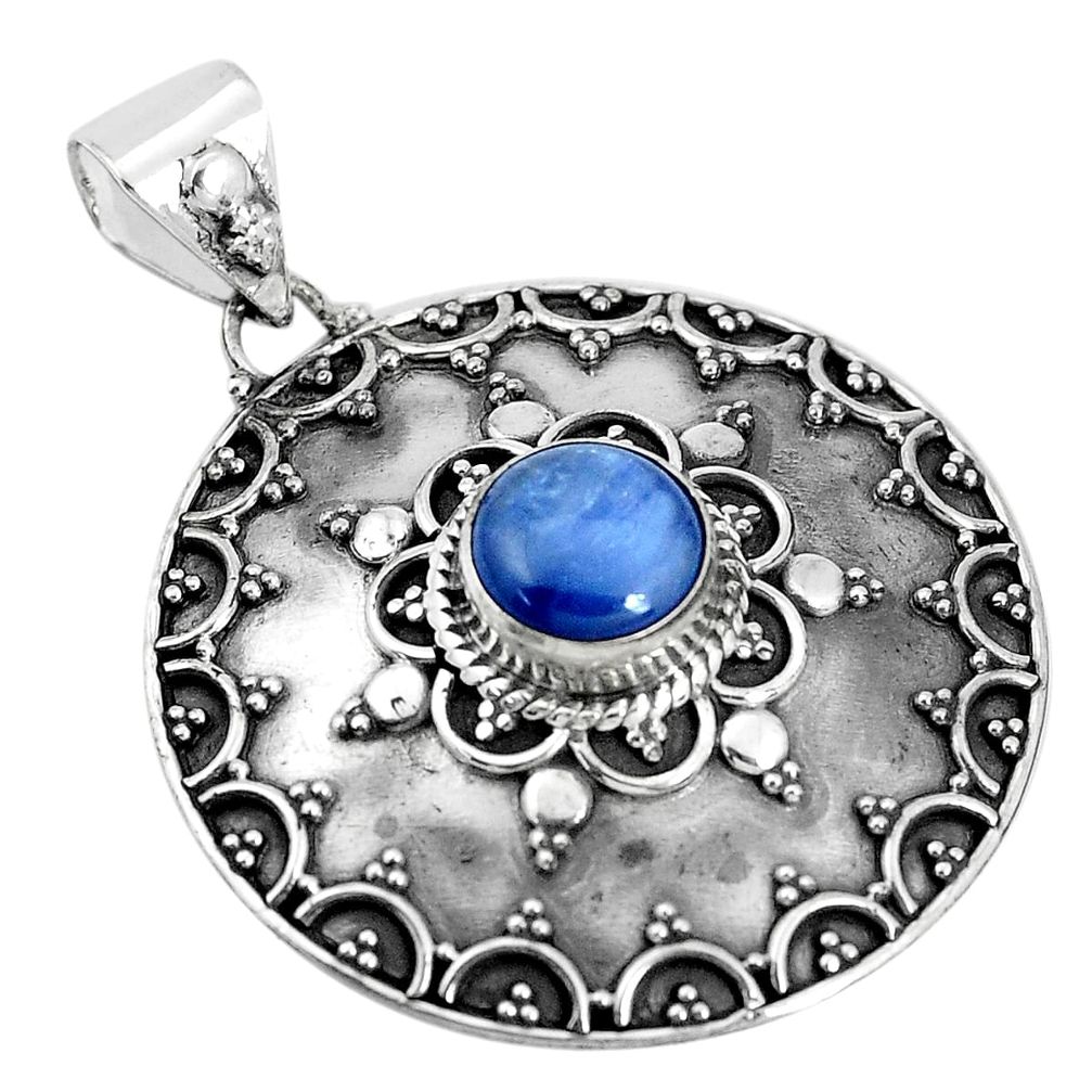 blue kyanite round 925 sterling silver pendant jewelry p33507