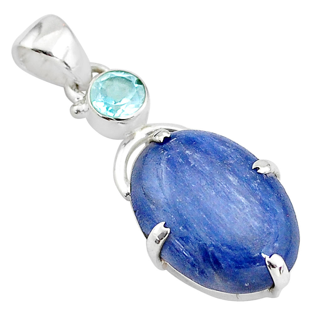 12.22cts natural blue kyanite topaz 925 sterling silver pendant jewelry t2622