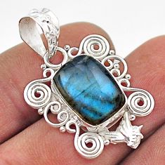 6.27cts natural blue labradorite 925 sterling silver bird pendant jewelry t68475