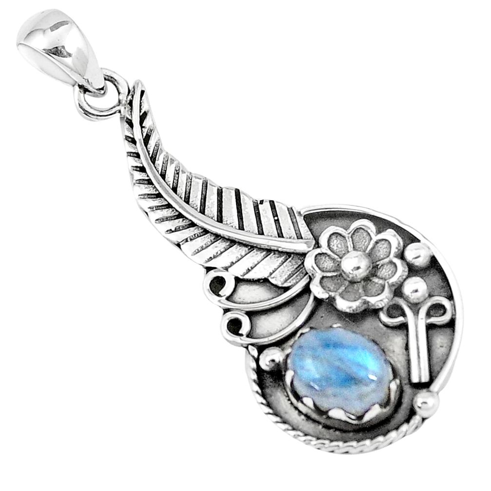 3.24cts natural blue labradorite 925 sterling silver flower pendant p7116