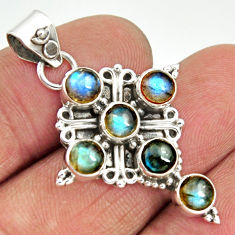 5.11cts natural blue labradorite 925 sterling silver holy cross pendant r25075