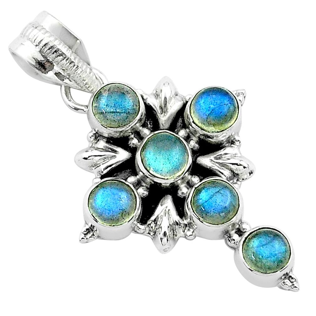 5.35cts natural blue labradorite 925 sterling silver holy cross pendant t52990