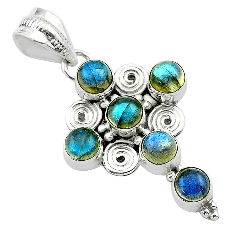 5.57cts natural blue labradorite 925 sterling silver holy cross pendant t52998