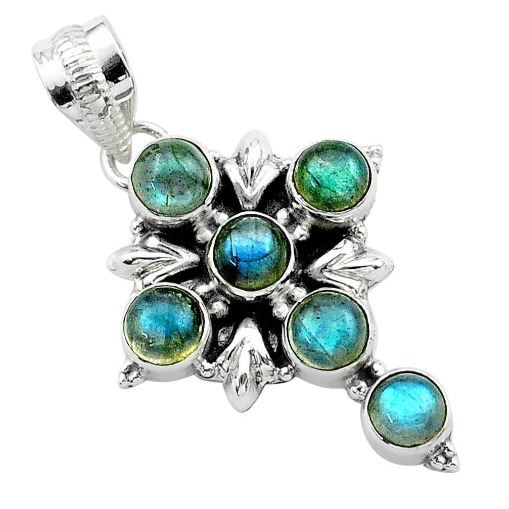 5.38cts natural blue labradorite 925 sterling silver holy cross pendant t53000