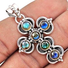 5.30cts natural blue labradorite 925 sterling silver holy cross pendant t85740