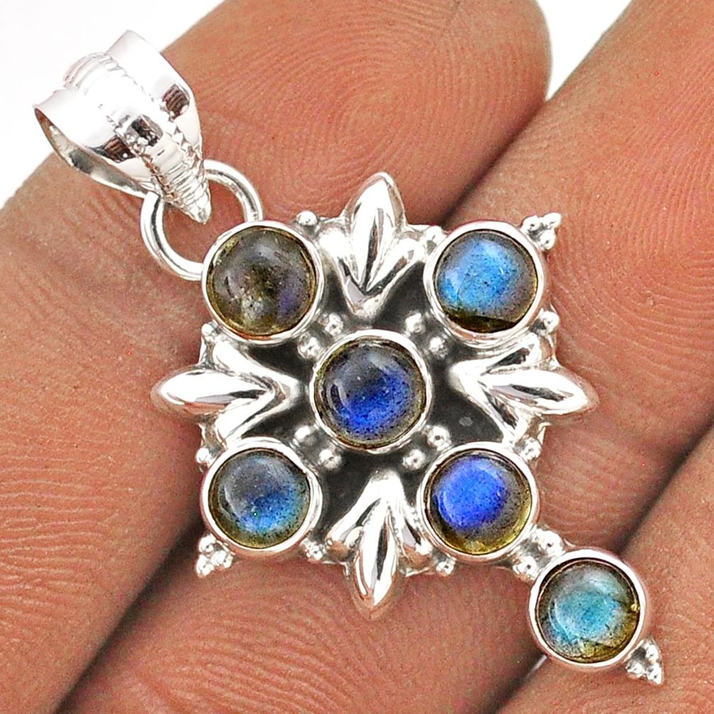 5.12cts natural blue labradorite 925 sterling silver holy cross pendant t85995