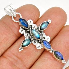 9.81cts natural blue labradorite 925 sterling silver holy cross pendant u93835
