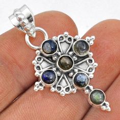 2.96cts natural blue labradorite 925 sterling silver holy cross pendant y1296