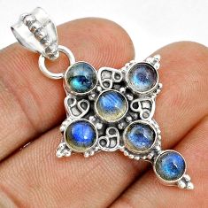 5.59cts natural blue labradorite 925 sterling silver holy cross pendant y1304