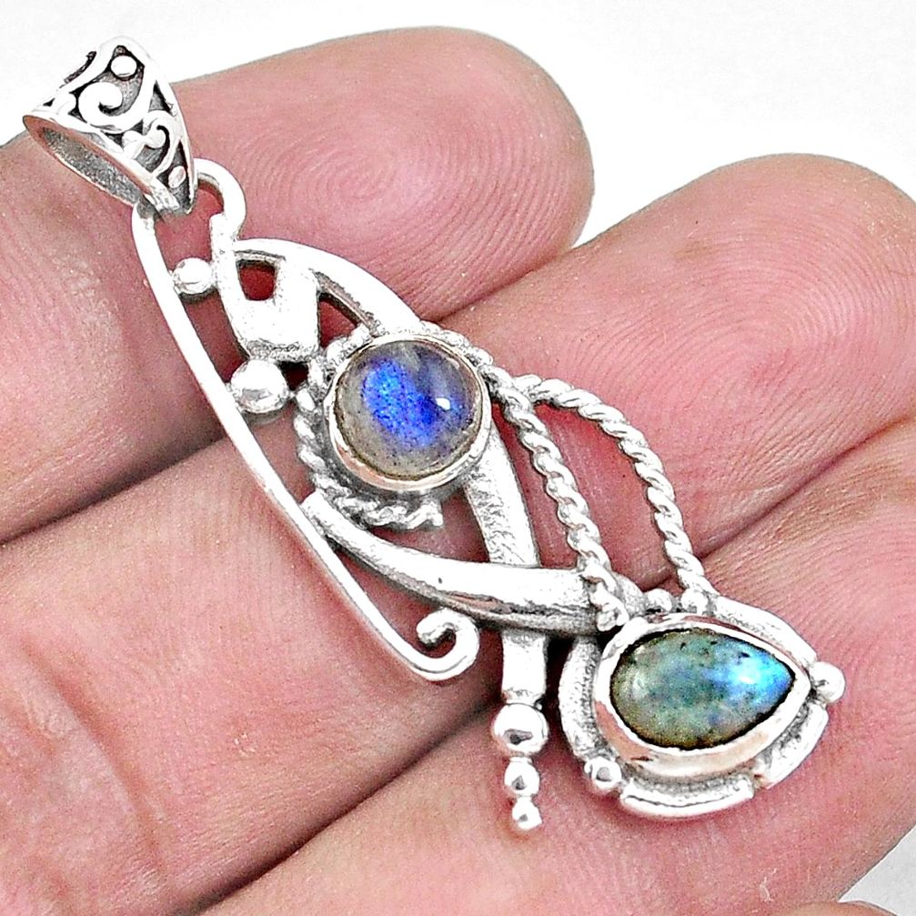 3.13cts natural blue labradorite 925 sterling silver pendant jewelry p16554