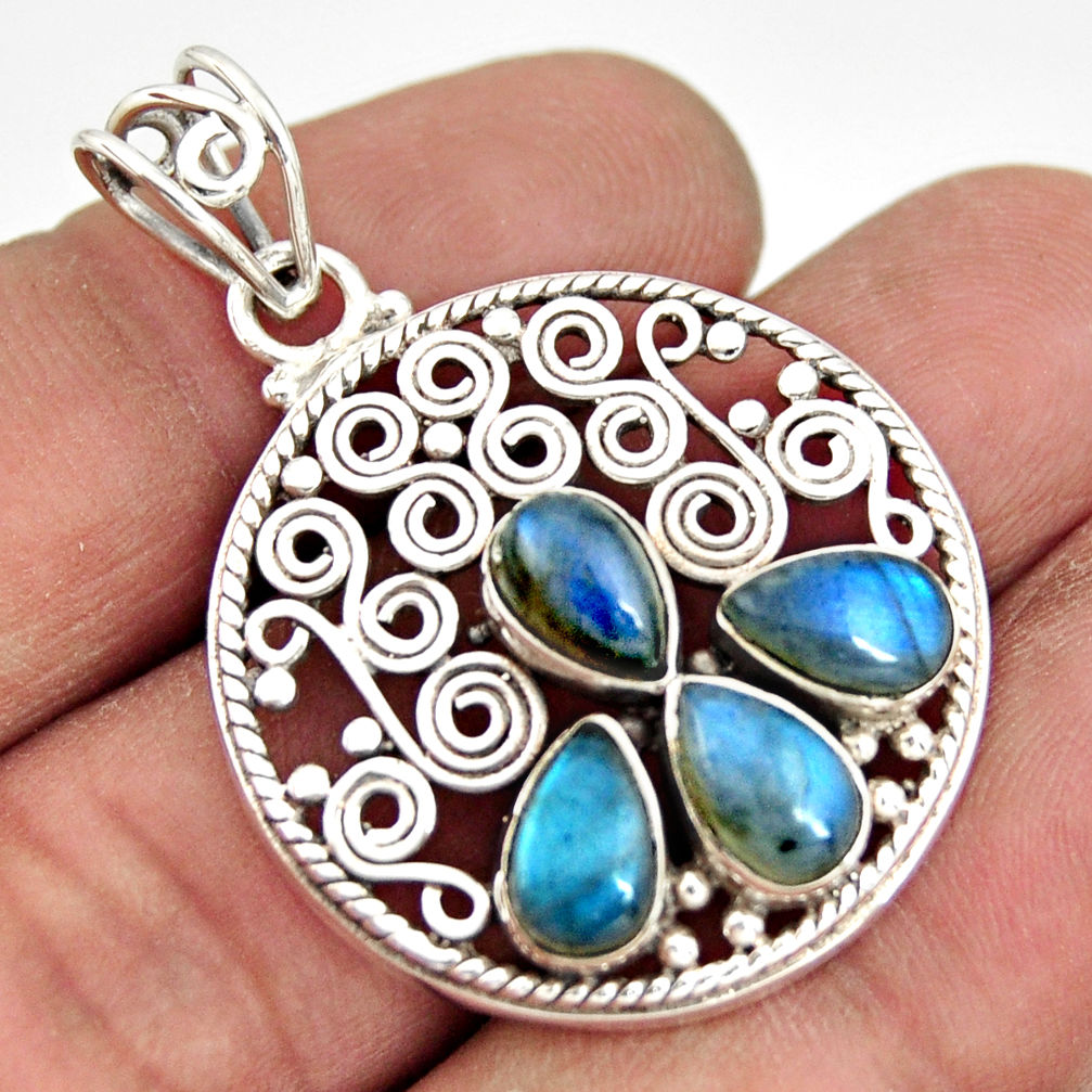 7.99cts natural blue labradorite 925 sterling silver pendant jewelry r20609