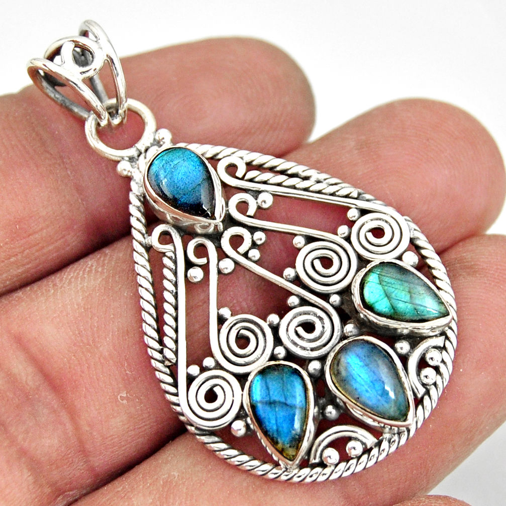 7.32cts natural blue labradorite 925 sterling silver pendant jewelry r20613