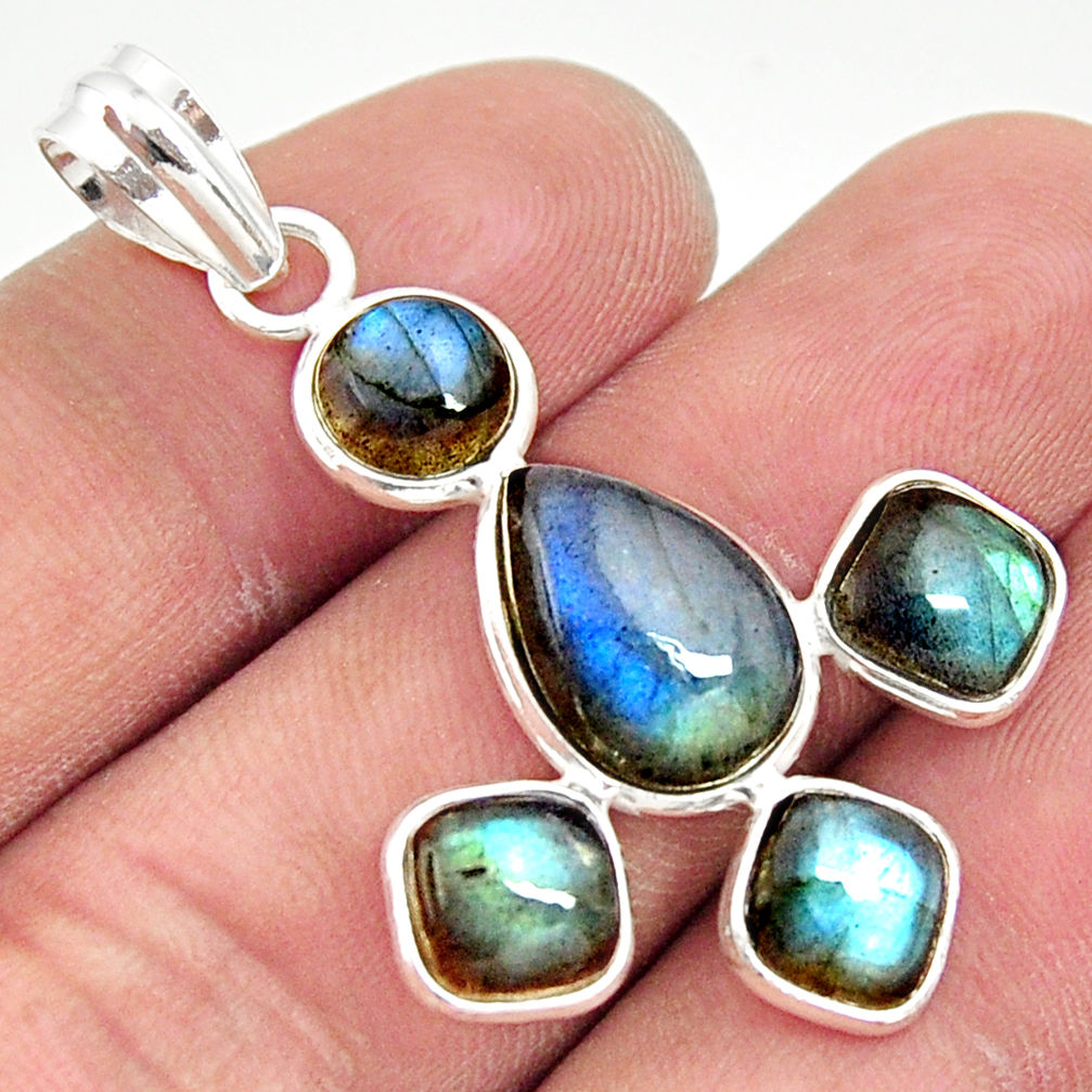 12.52cts natural blue labradorite 925 sterling silver pendant jewelry r35202