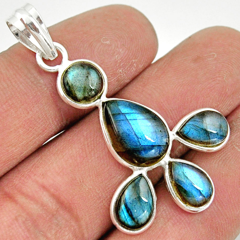 10.15cts natural blue labradorite 925 sterling silver pendant jewelry r42028