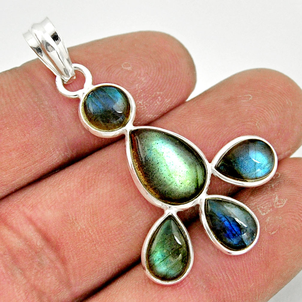 10.11cts natural blue labradorite 925 sterling silver pendant jewelry r42029
