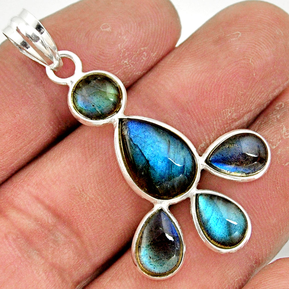 10.11cts natural blue labradorite 925 sterling silver pendant jewelry r42030