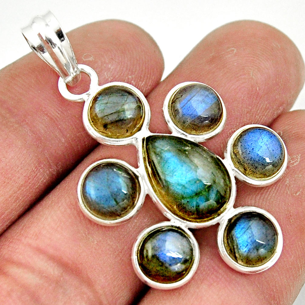 13.21cts natural blue labradorite 925 sterling silver pendant jewelry r42032
