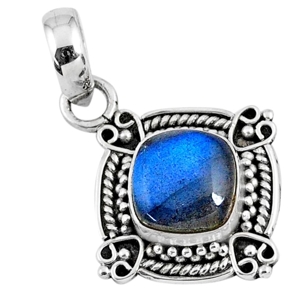3.05cts natural blue labradorite 925 sterling silver pendant jewelry r57655