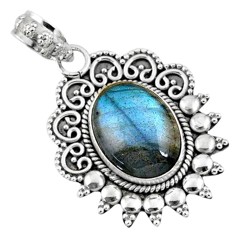 5.84cts natural blue labradorite 925 sterling silver pendant jewelry r57817