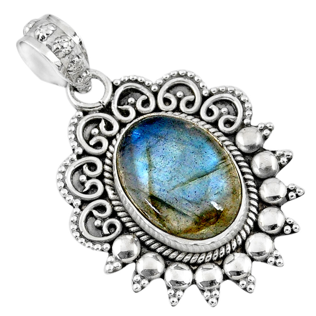 6.31cts natural blue labradorite 925 sterling silver pendant jewelry r57818