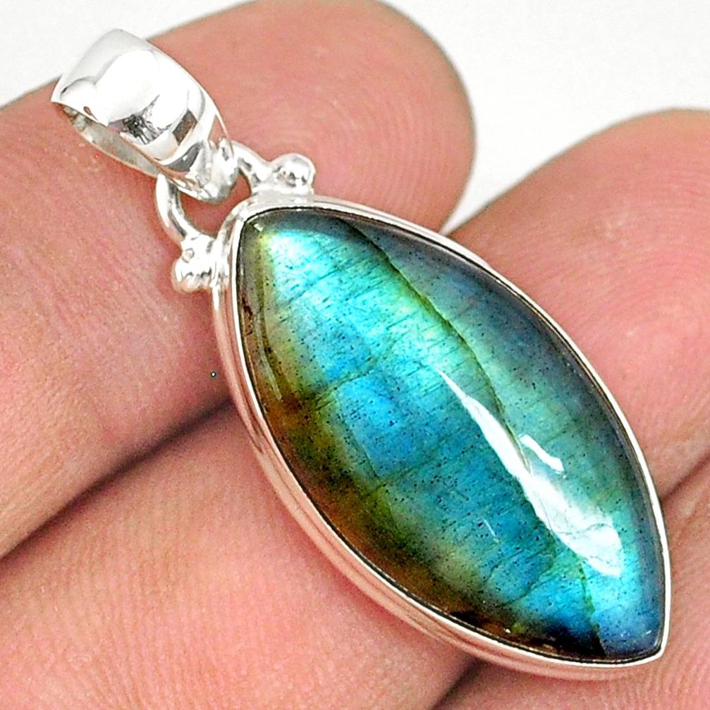 14.23cts natural blue labradorite 925 sterling silver pendant jewelry r77464