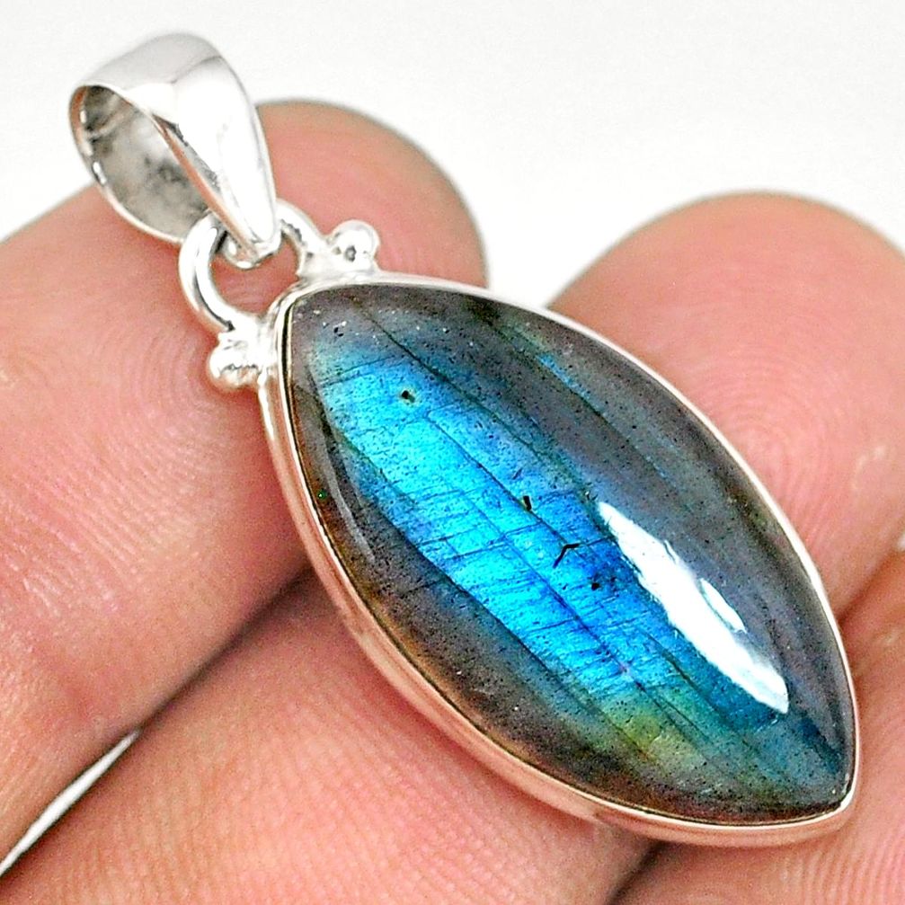 14.72cts natural blue labradorite 925 silver handmade pendant r77486