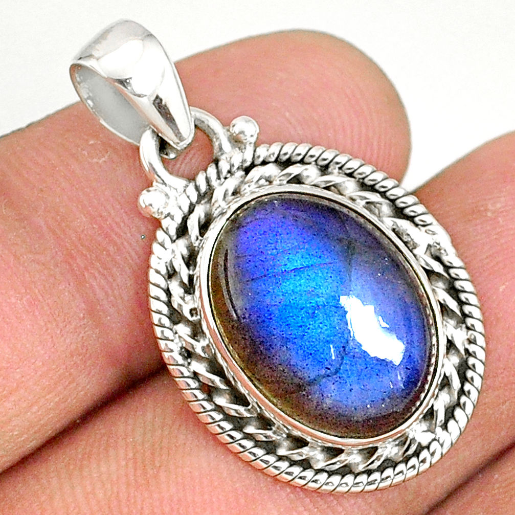 9.23cts natural blue labradorite 925 sterling silver pendant jewelry r77508