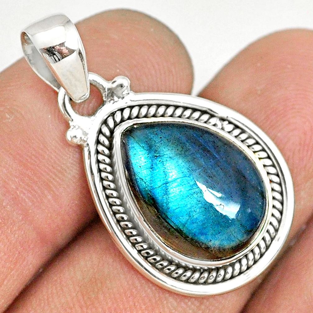 9.49cts natural blue labradorite 925 silver handmade pendant r77521