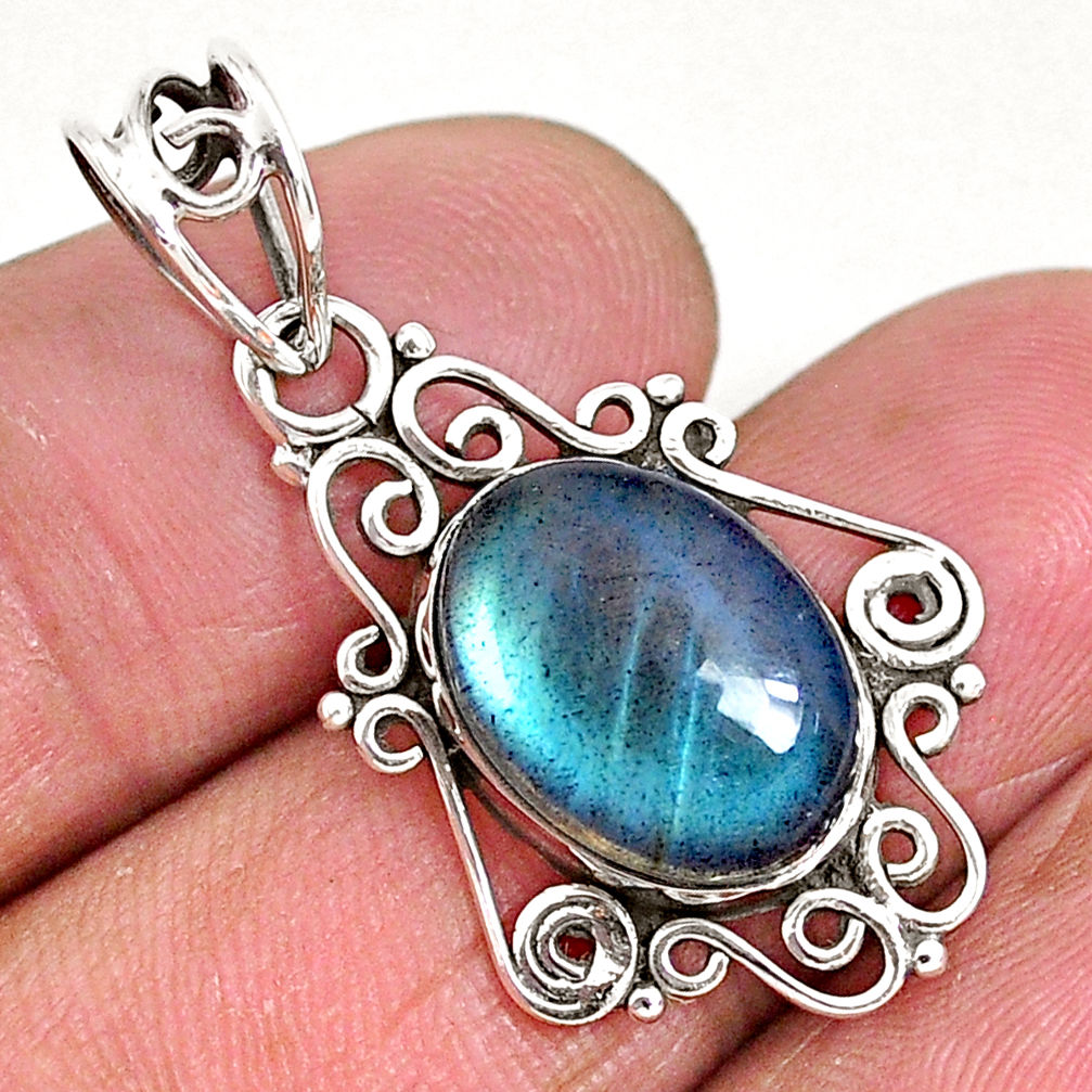 6.15cts natural blue labradorite 925 sterling silver pendant jewelry r93950