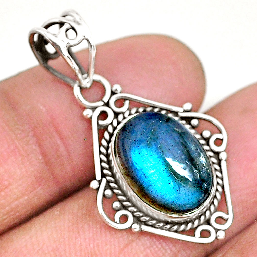 6.56cts natural blue labradorite 925 sterling silver pendant jewelry r93970