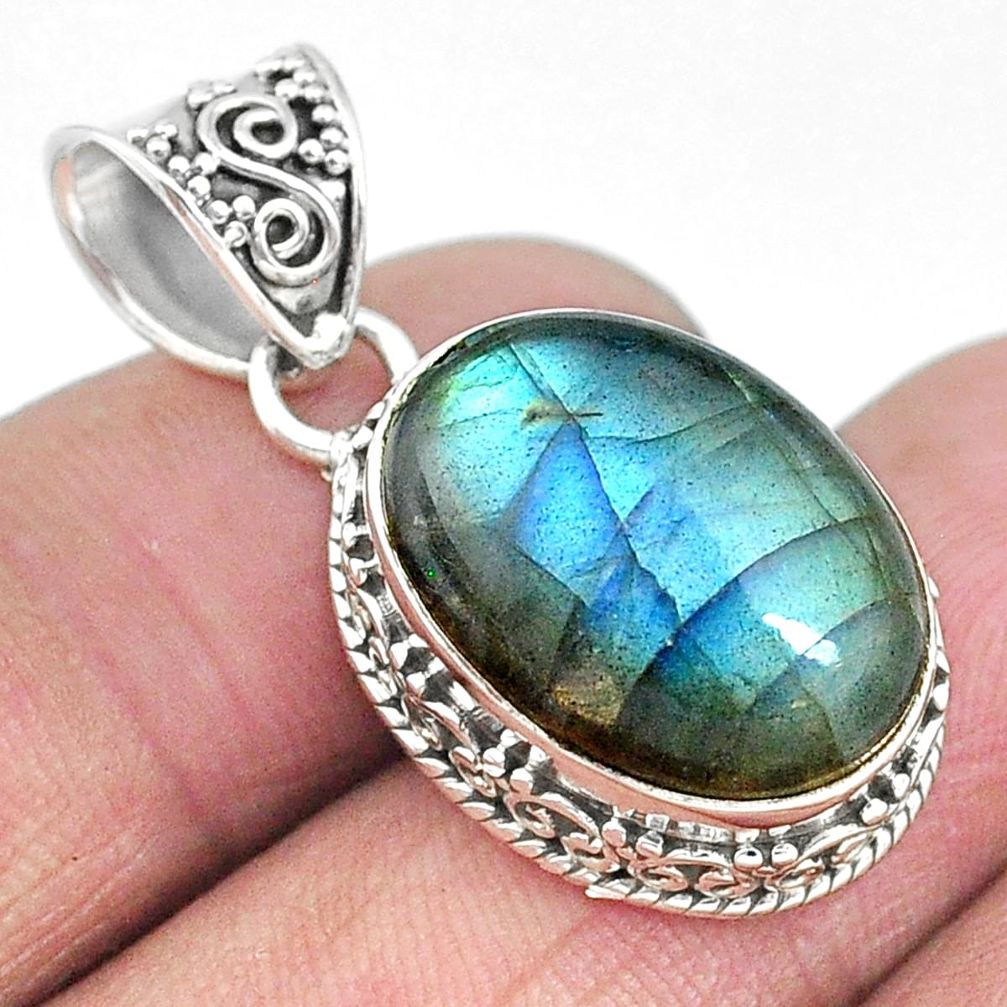 14.21cts natural blue labradorite 925 sterling silver pendant jewelry t10620