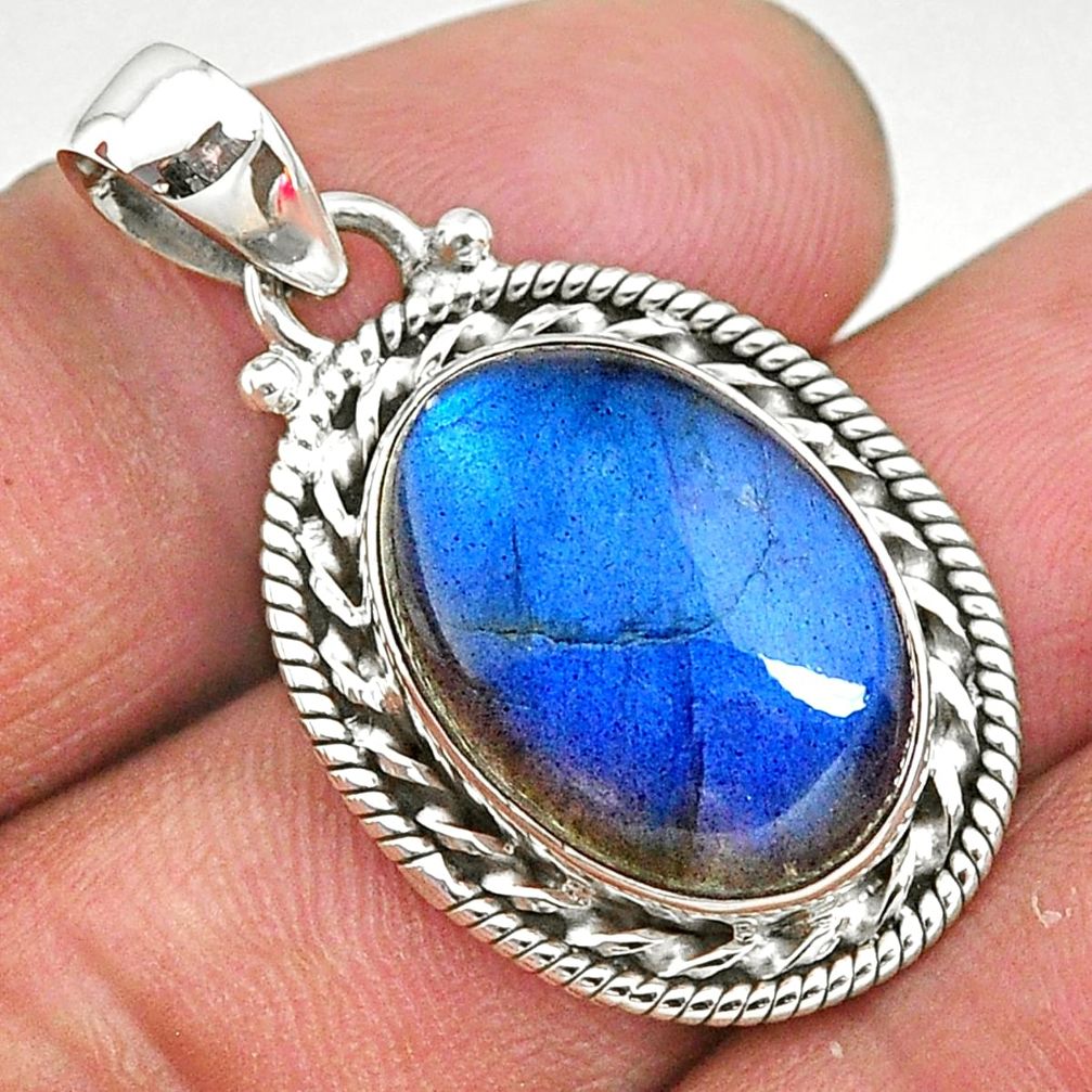 13.94cts natural blue labradorite 925 sterling silver pendant jewelry t11049