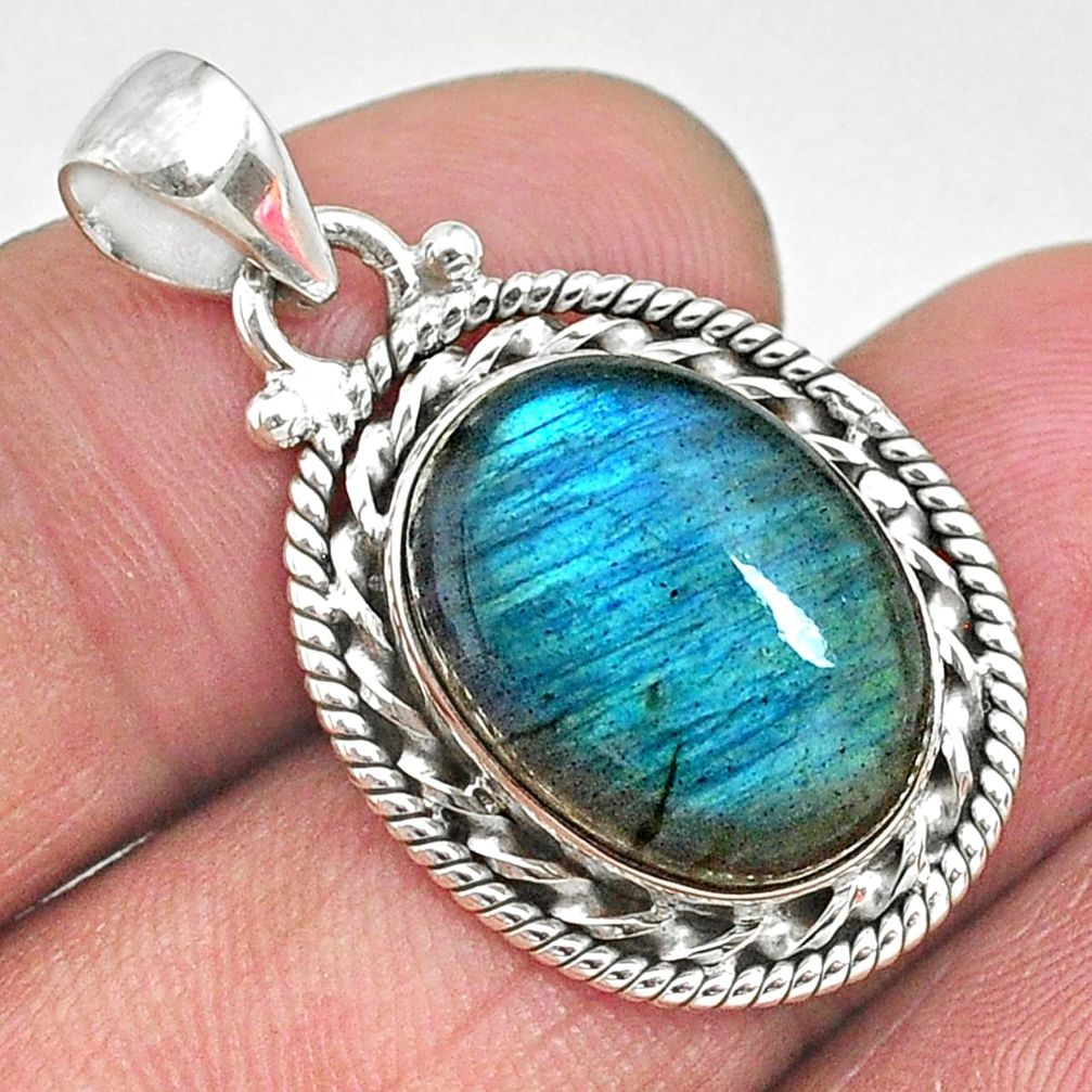10.41cts natural blue labradorite 925 sterling silver pendant jewelry t11051