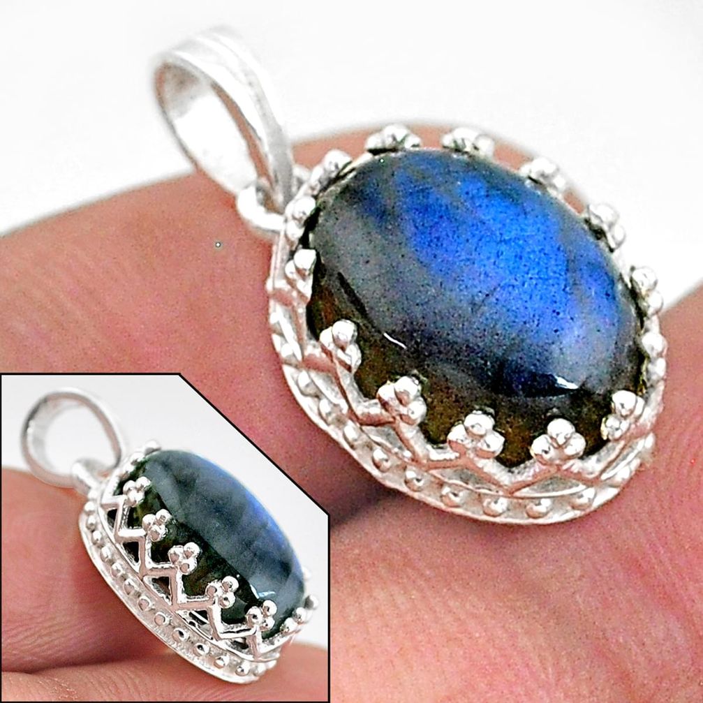 6.28cts natural blue labradorite 925 sterling silver pendant jewelry t20454