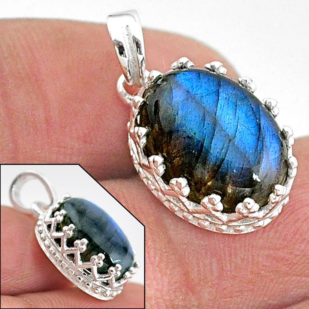 6.28cts natural blue labradorite 925 sterling silver pendant jewelry t20455