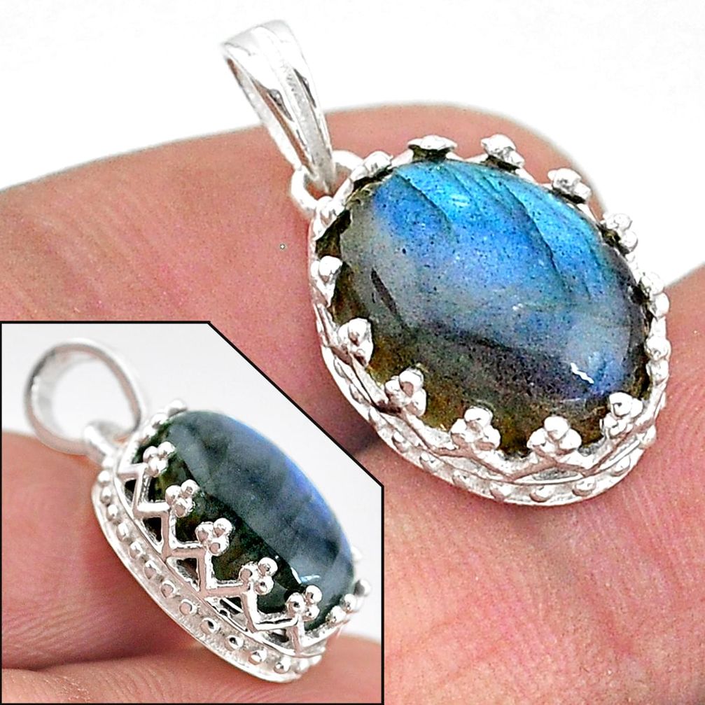 5.87cts natural blue labradorite 925 sterling silver pendant jewelry t20457