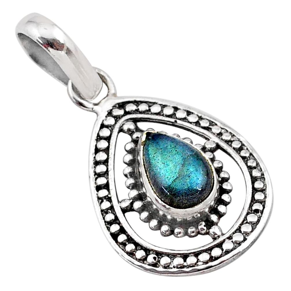 2.38cts natural blue labradorite 925 sterling silver pendant jewelry t28889