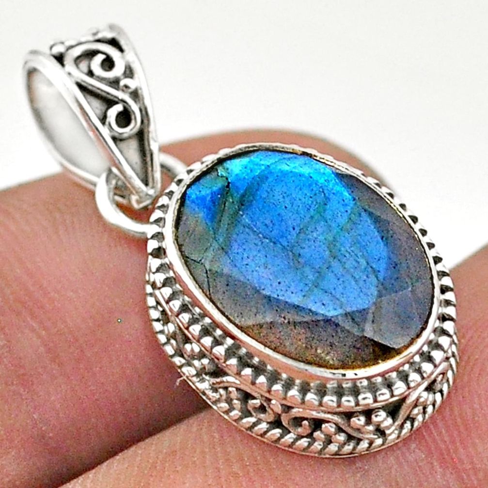 6.59cts natural blue labradorite 925 sterling silver pendant jewelry t42172