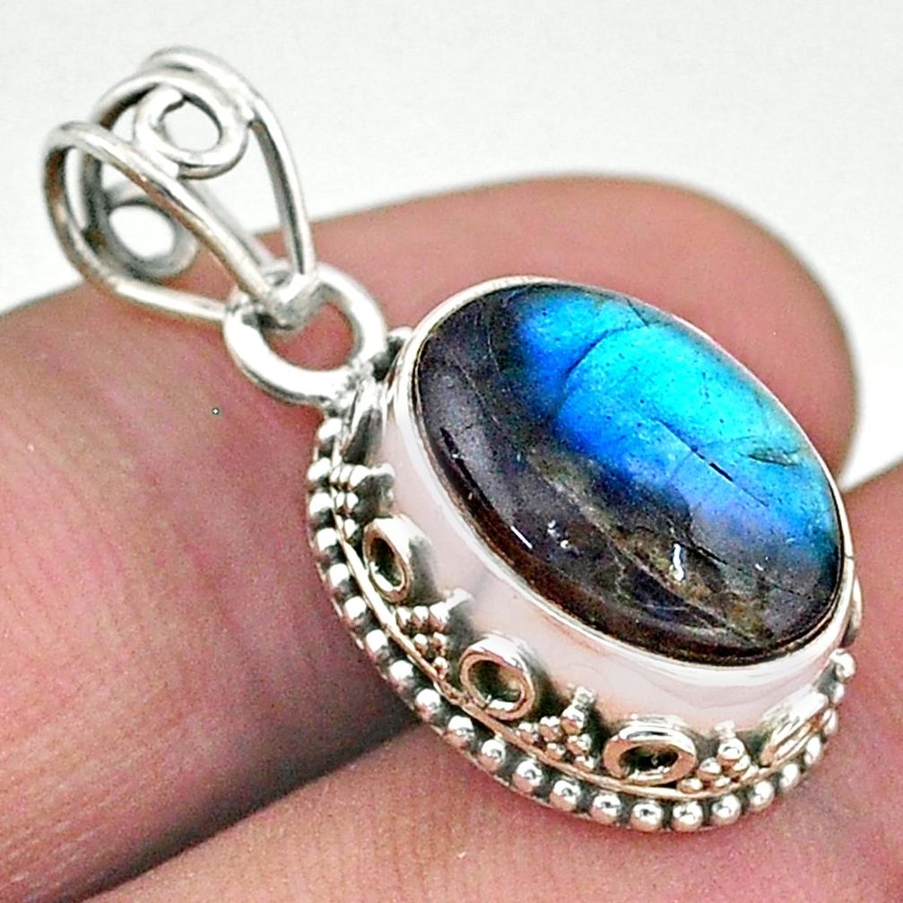 5.91cts natural blue labradorite 925 sterling silver pendant jewelry t46708