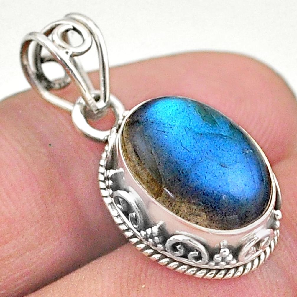 5.66cts natural blue labradorite 925 sterling silver pendant jewelry t46712